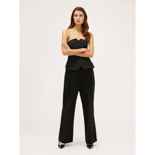 Motivi - Pantaloni palazzo con pieghe - Nero