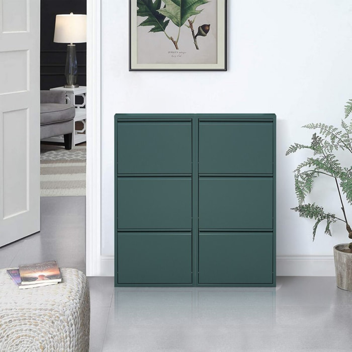 Scarpiera 3 ante salvaspazio in metallo verde - Emy