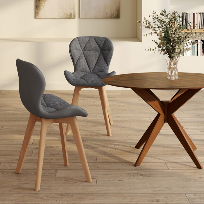 Chaises Gladys en tissu et pieds bois - Gris