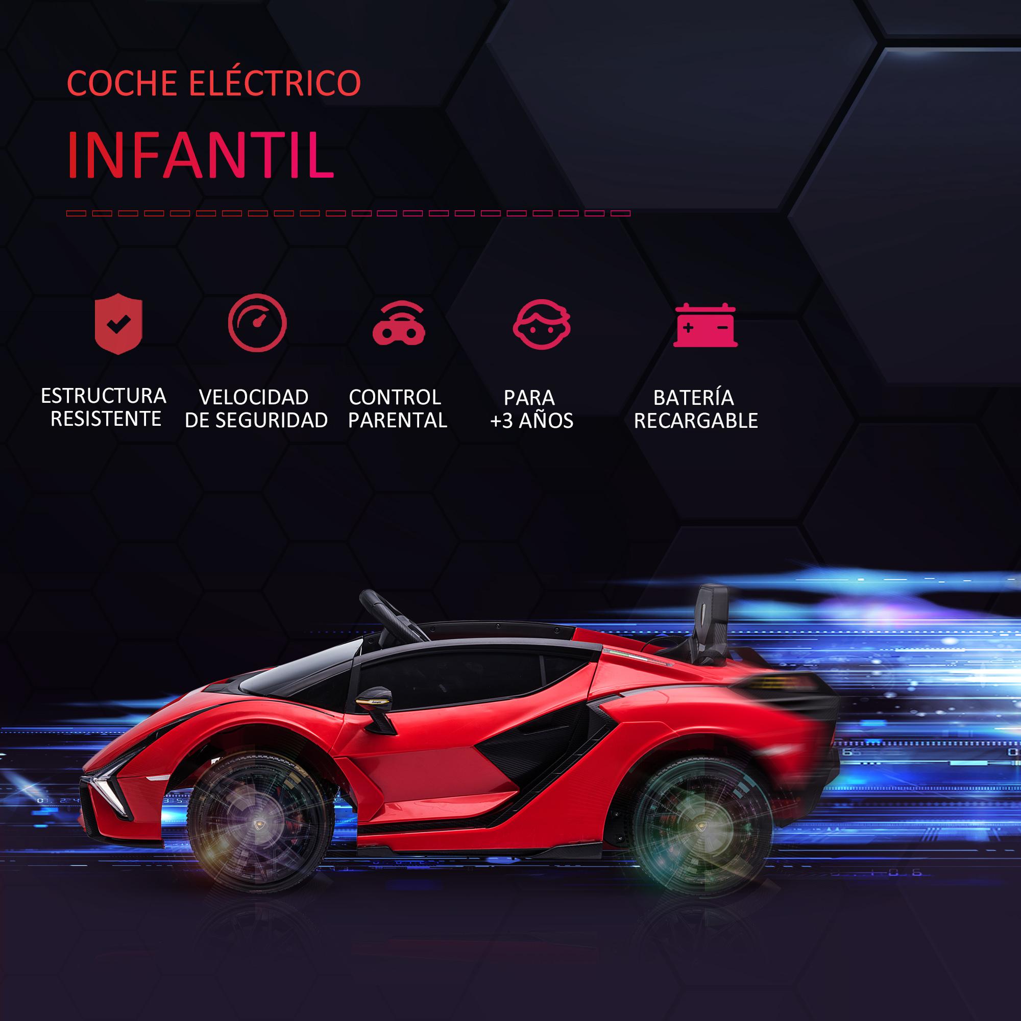 Coche Eléctrico 12V para Niños +3 Años Lamborghini SIAN Mando a Distancia Rojo