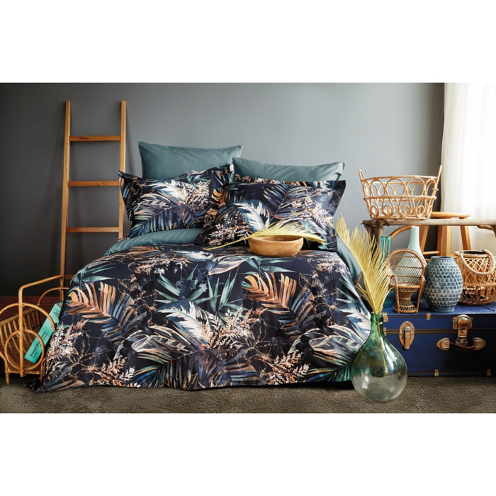 Parure housse de couette et taies oreiller 100% Satin de Coton imprimé