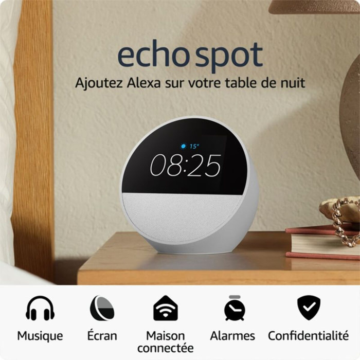 Assistant vocal AMAZON Echo Spot 2024 Blanc