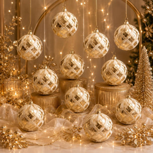 Sfera con decori glitter e velluto - Pezzi 2 - MARRONE - Bianchi Dino SpA