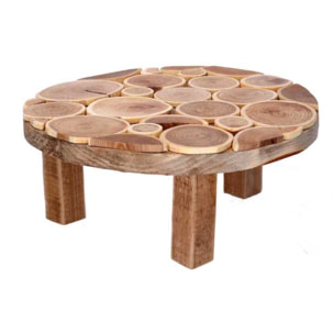 Portacandele in legno naturale tondo cm ø24h10