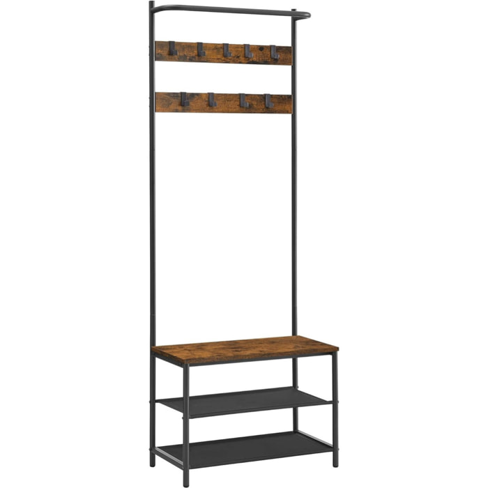 Appendiabiti da terra industrial con panca e scarpaia