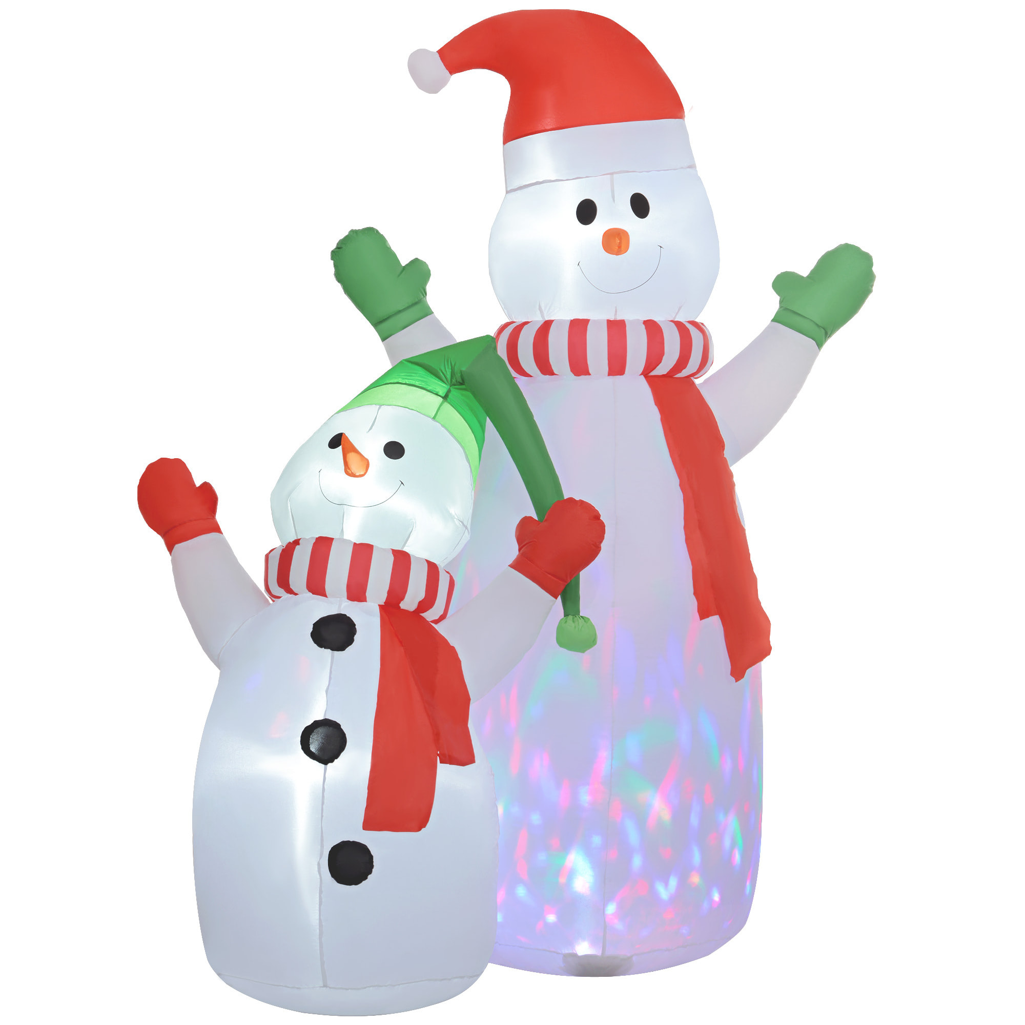 Décoration Noël gonflable dim. 190L x 110l x 240H cm - Bonhomme de neige gonflable de Noël extérieur intérieur LED rotatives colorées