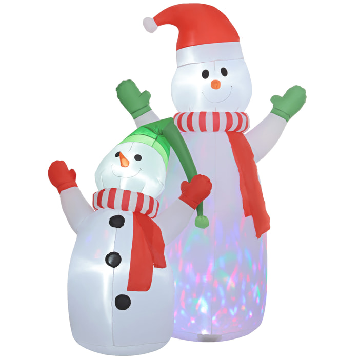 Décoration Noël gonflable dim. 190L x 110l x 240H cm - Bonhomme de neige gonflable de Noël extérieur intérieur LED rotatives colorées