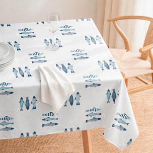Nappe anti-taches CAPRI BLEU - en 100 % coton