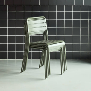 Lot de 4 chaises de jardin acier. 4 places. kaki. Amelia. L44 x P52 x H79cm