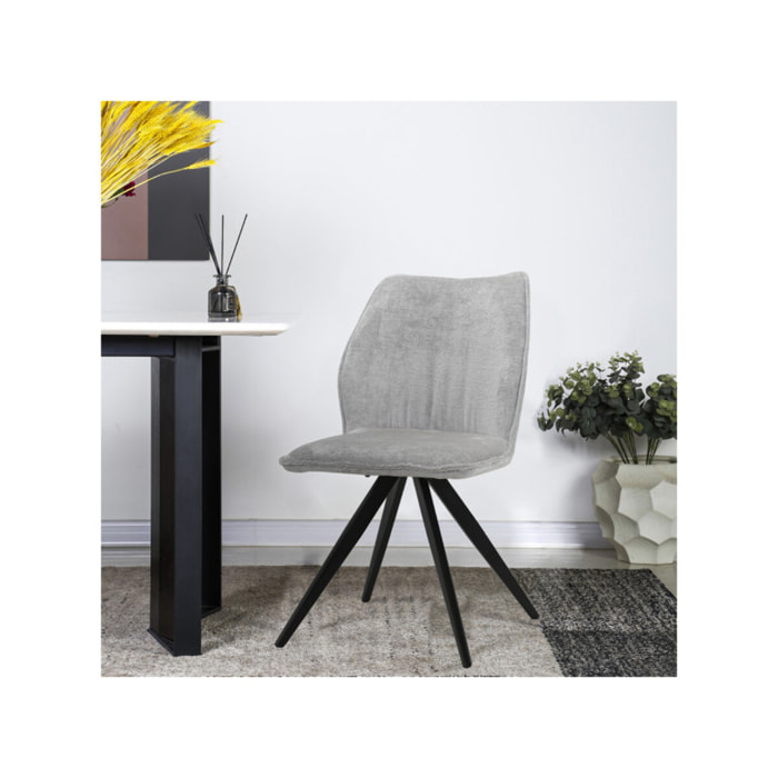 Chaise ergonomique velours et pieds croix métal - 3 coloris - LISBONNE