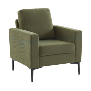 Fauteuil pieds métal velours côtelé BJORN