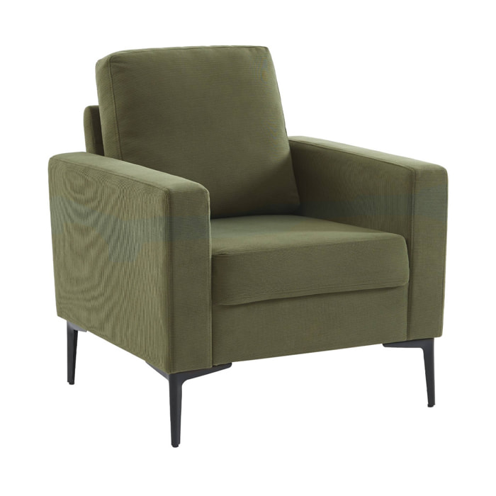 Fauteuil pieds métal velours côtelé BJORN