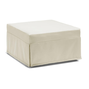 Letto pieghevole Ancilla, Pouf trasformabile in letto singolo, 100% Made in Italy, Pouf in tessuto da soggiorno, Cm 80x80h45, Panna