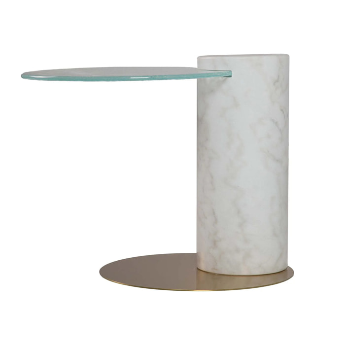 Mesita Auxiliar Marmol Acero Inoxidable Tucson 45x45x45 Cm