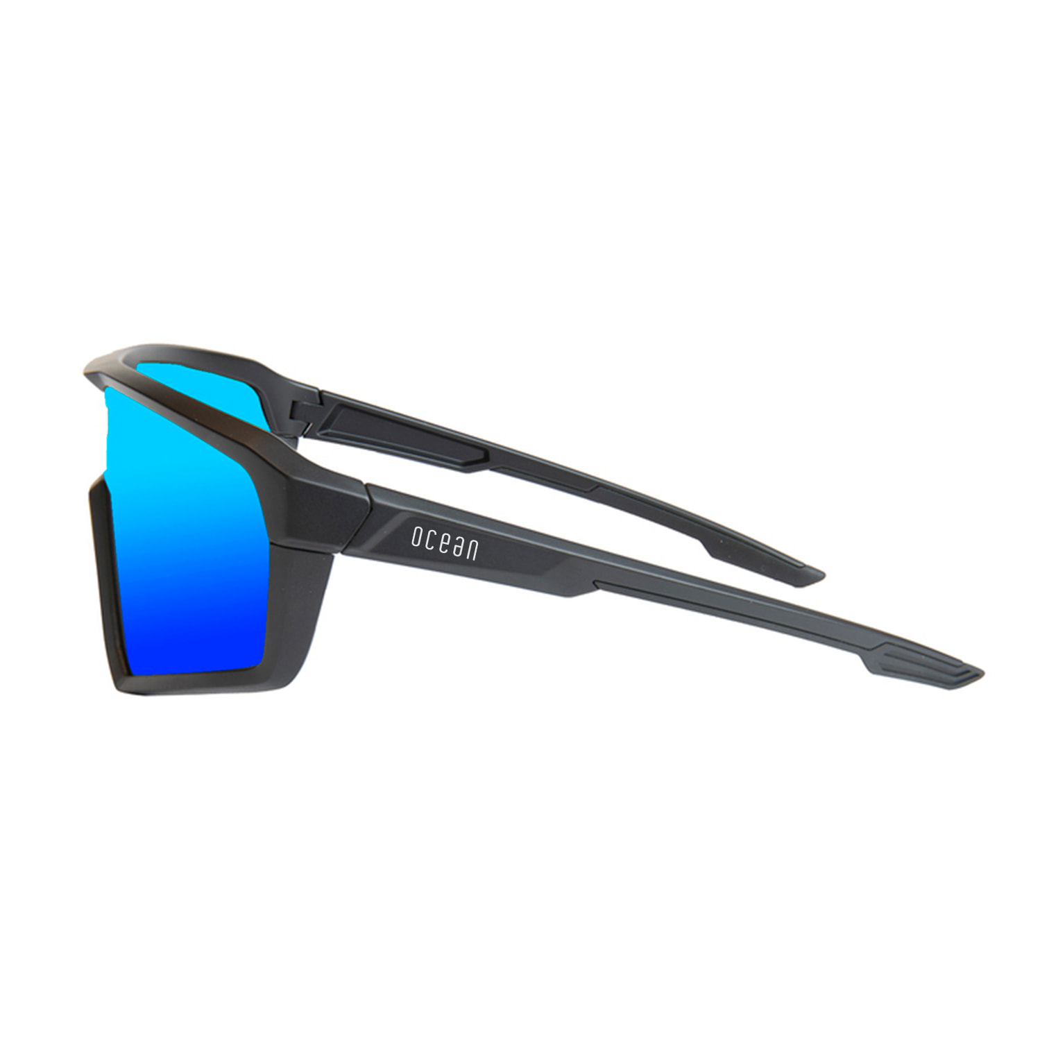 Gafas de ciclismo OCEAN COURSE - Negro mate / Revo azul