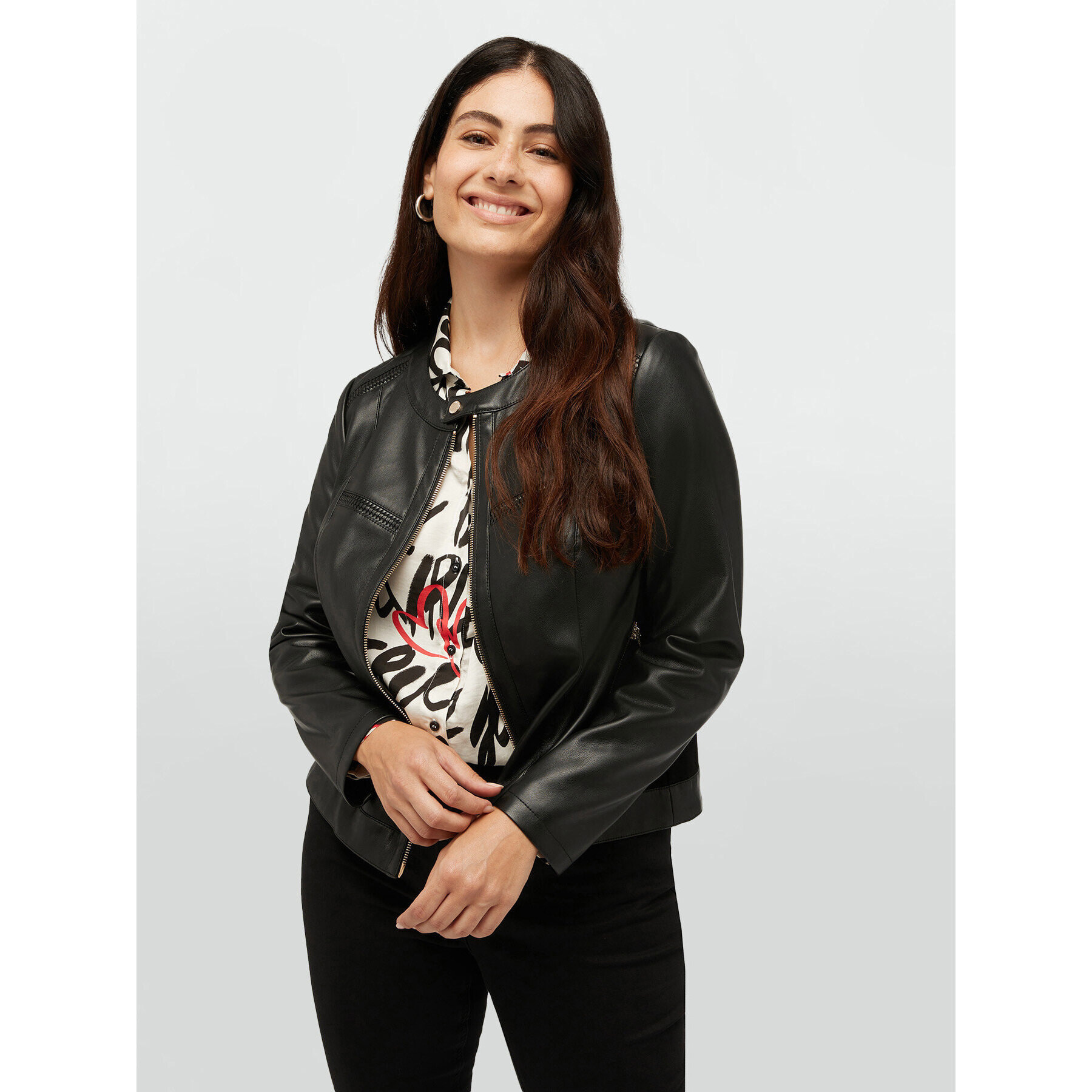 Fiorella Rubino - Chaqueta biker con aplicaciones trenzadas - Negro