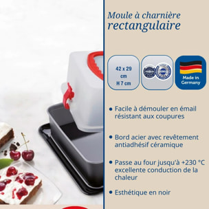 Moule à charnière rectangulaire avec couvercle de transport 42 x 29 x 7 cm Dr. Oetker Back-Idee Kreativ