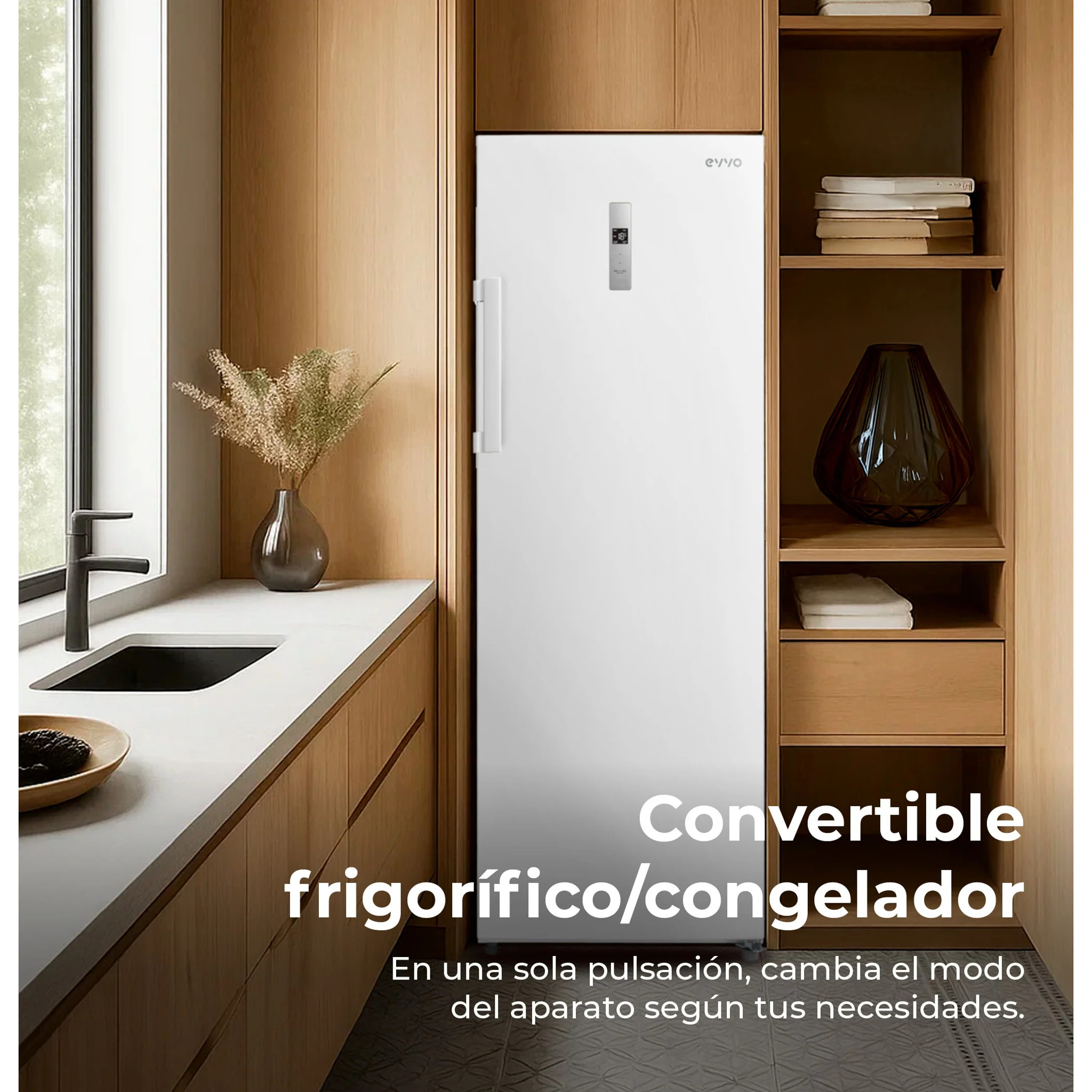 Congelador Vertical EVVO ICE 238L - Clase Energética E, Super Congelación y Bajo Consumo