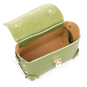 Barrali Bolso bandolera Mujer. Piel auténtica Gamuza y Ruga.
