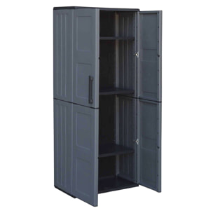 Armario de altura completa 68x37x163cm en polipropileno, material reciclable y ecológico sostenible, está equipado con bisagras y estantes