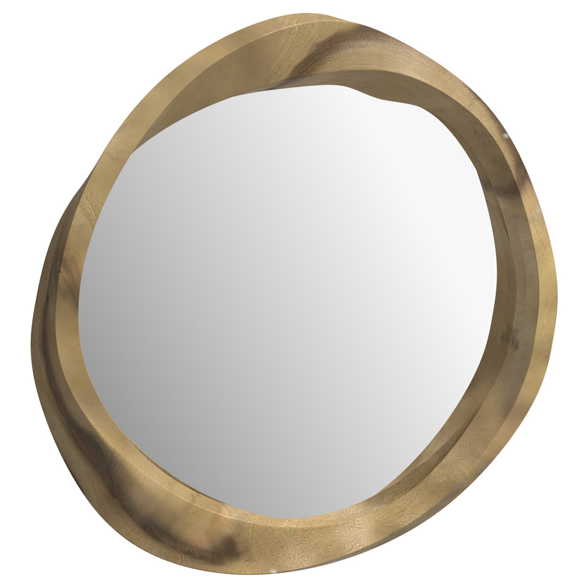 Miroir rond en bois clair de suar ondulé D53 cm - Yong