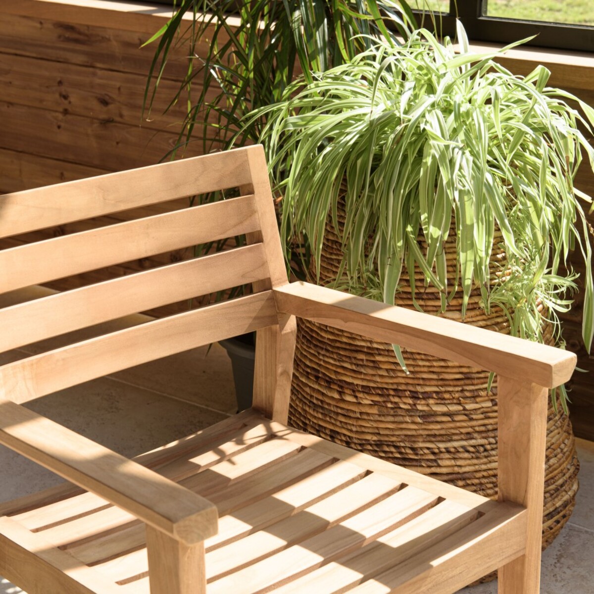 KALLY - Lot de 2 fauteuils de jardin en bois teck