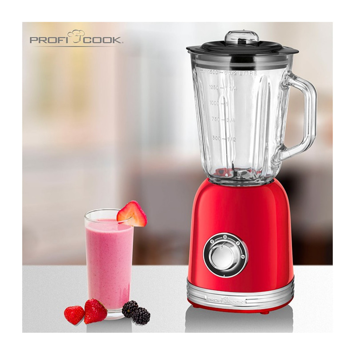 Blender Mixeur 1,5L vintage Proficook PC-UM 1195 Rouge