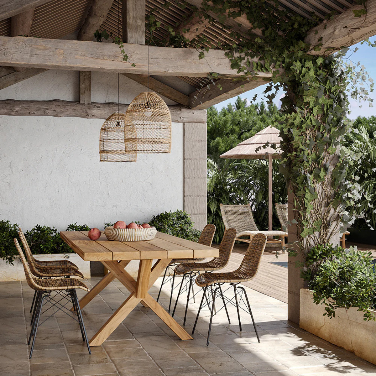 Table de jardin en bois de teck massif 10 personnes - Soraya