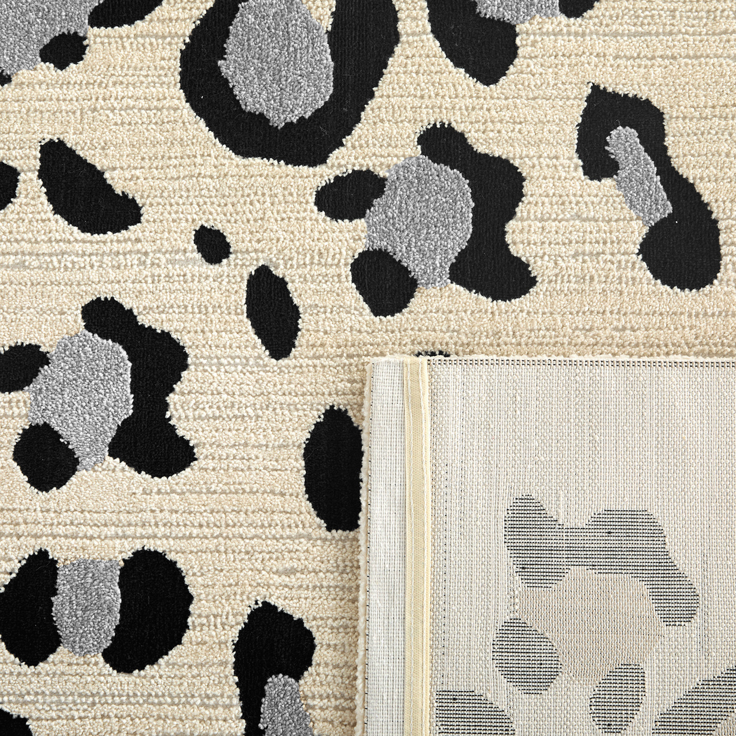 LEOVAH - Tapis salon motif léopard crème