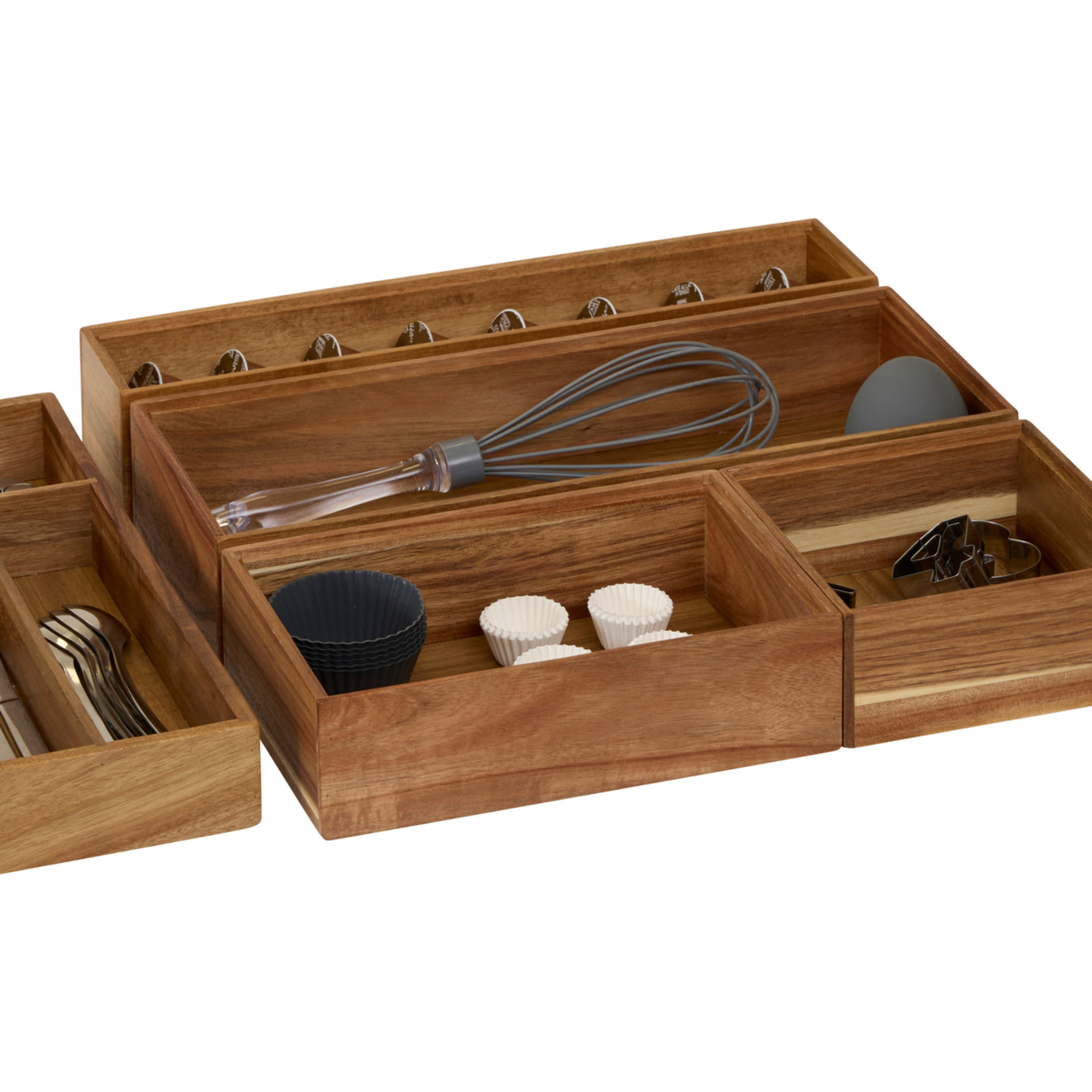 Organisateur de tiroir en bois - Marron Foncé