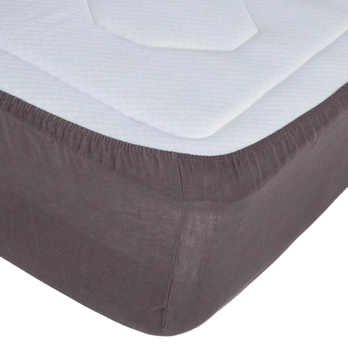 Drap-housse "Linah" - gris - lin lavé 140x190 cm