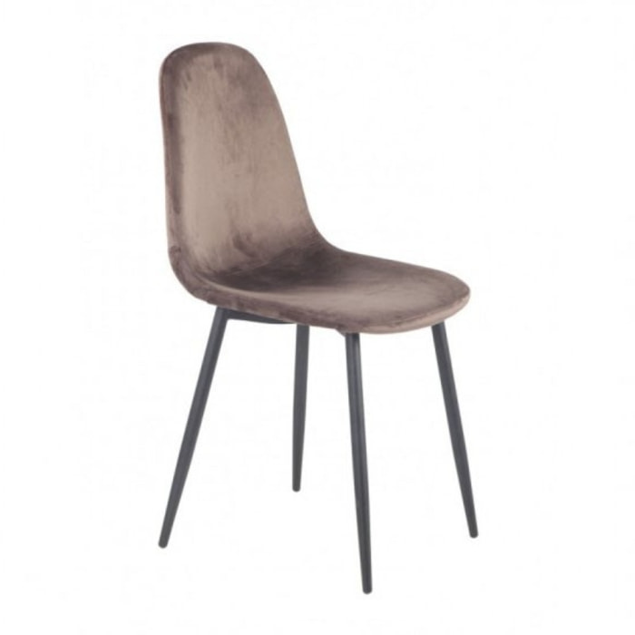 Chaise en tissu velours avec piètement en métal noir - NINA