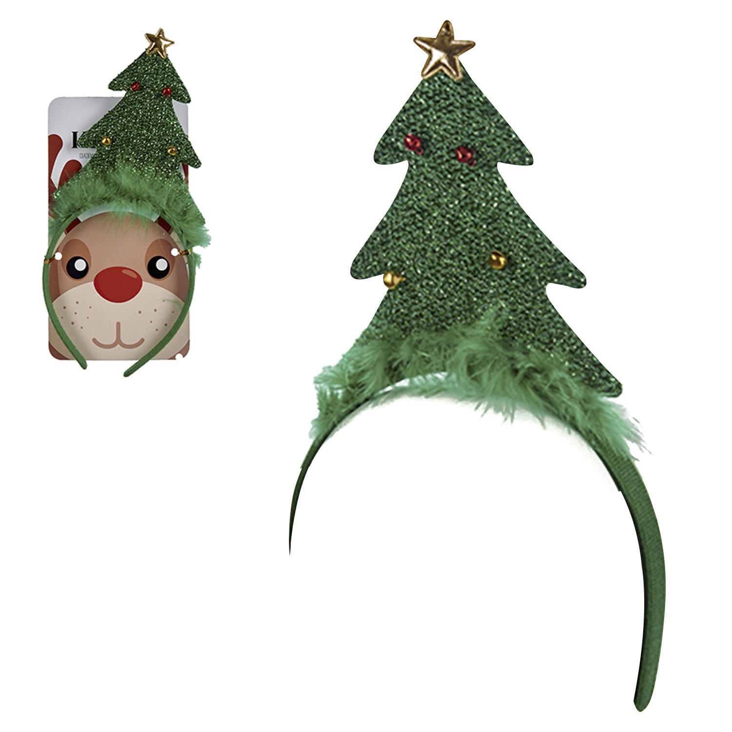 Pack de 3 diademas diseño árboles de navidad con plumas.