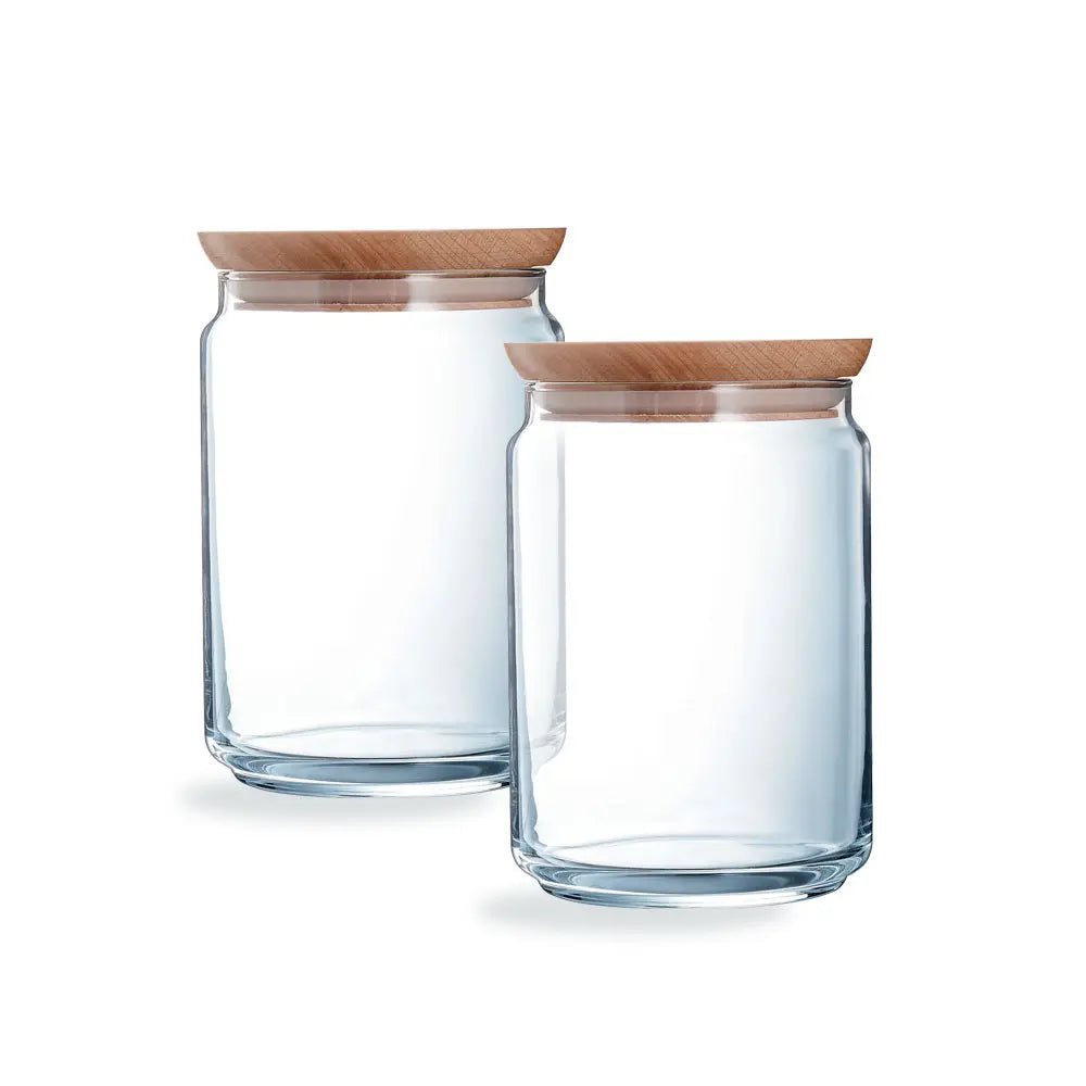 Lote de 2 tarros de conservación 1 L Pure Jar Wood - Luminarc