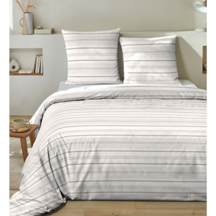 Parure housse de couette coton gris perle