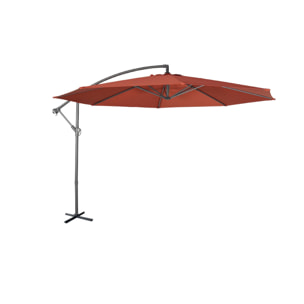 Parasol déporté Ø350cm - Hardelot - Coloris Terracotta. structure anthracite. manivelle anti-retour.