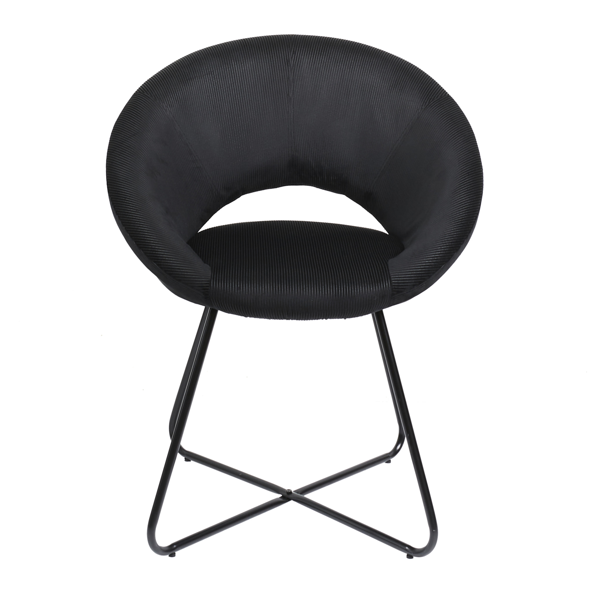 Fauteuil Rond Velours Cotele Giulia Noir