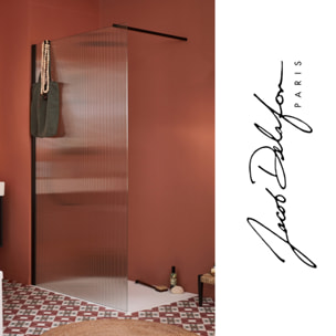 Paroi de douche Contra flute 120cm + kit profilé Noir mat