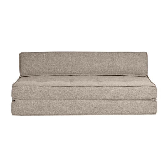 Chauffeuse 2 places convertible en tissu taupe KATY