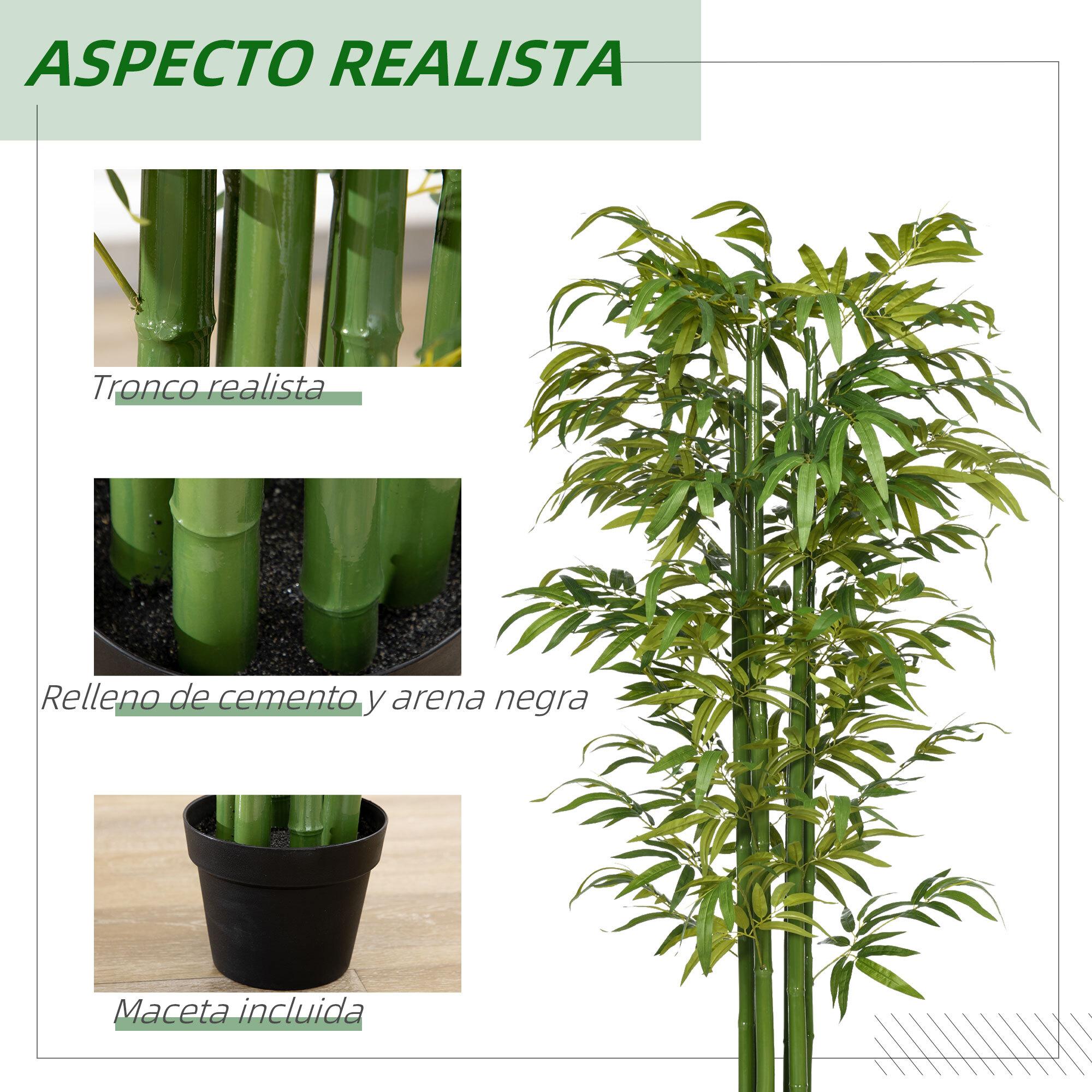 Árbol de Bambú Artificial en Maceta 180 cm para Interiores y Exteriores Verde