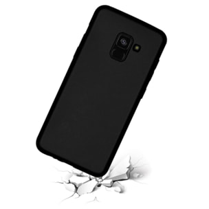 Coque Samsung Galaxy A8 2018 Silicone liquide Noire + 2 Vitres en Verre trempé Protection écran Antichocs