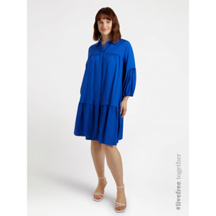 Fiorella Rubino - Vestito a balze con viscosa LENZING™ ECOVERO™ - Bluette