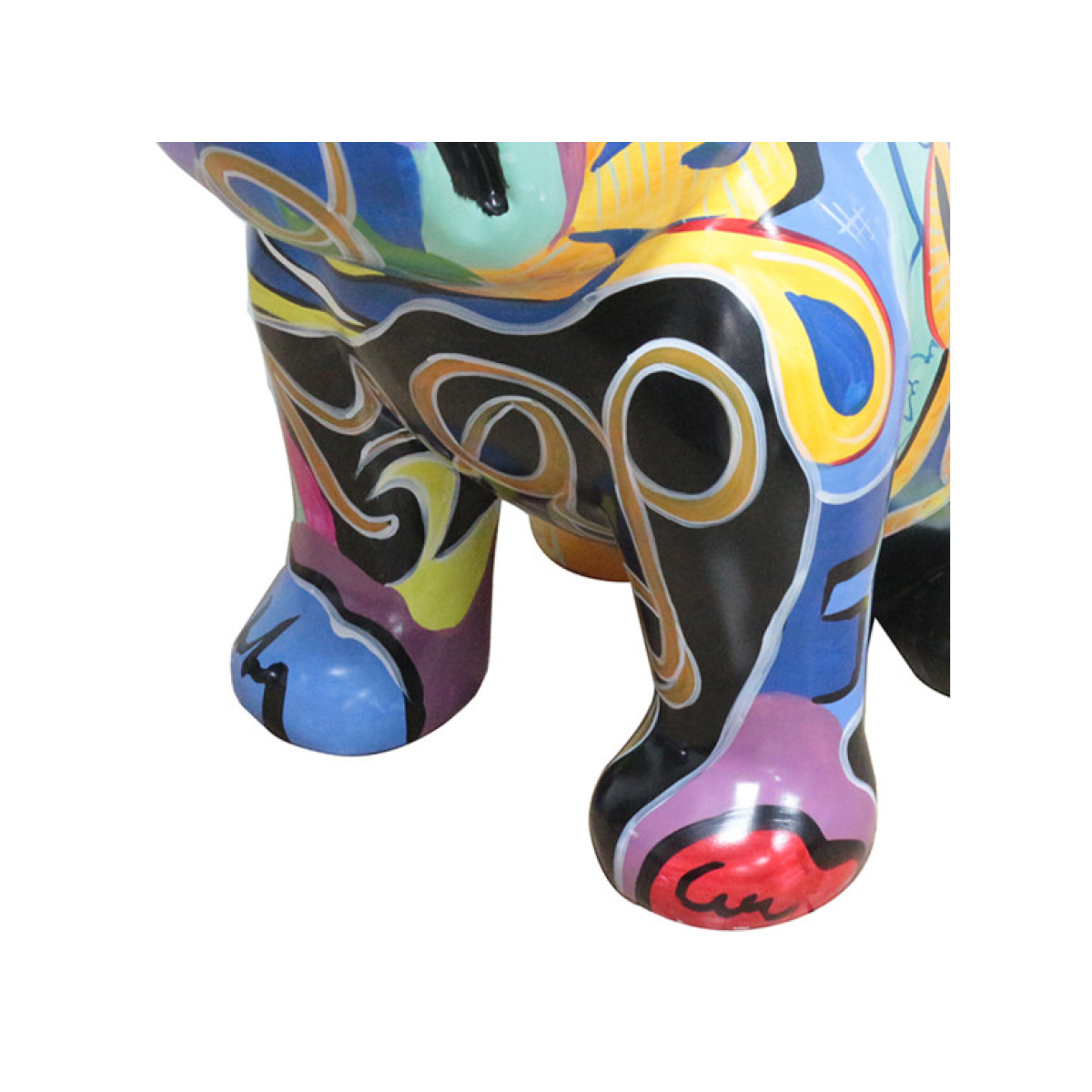 Statue chien bulldog assis en résine multicolores H43cm - MARLY
