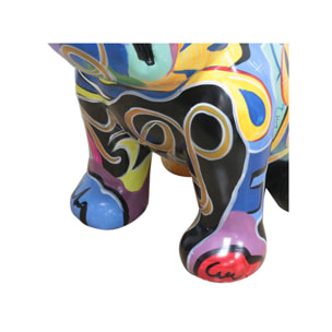 Statue chien bulldog assis en résine multicolores H43cm - MARLY