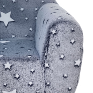 Sillón Infantil con Diseño de Estrellas que Brillan en la Oscuridad Sofá para Niños de 18-36 Meses Tejido Suave de Terciopelo Reposabrazos Carga 45 kg Gris