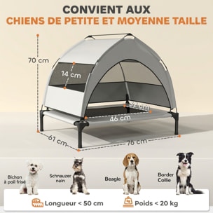 Lit pour chien sur pieds taille M avec auvent gris