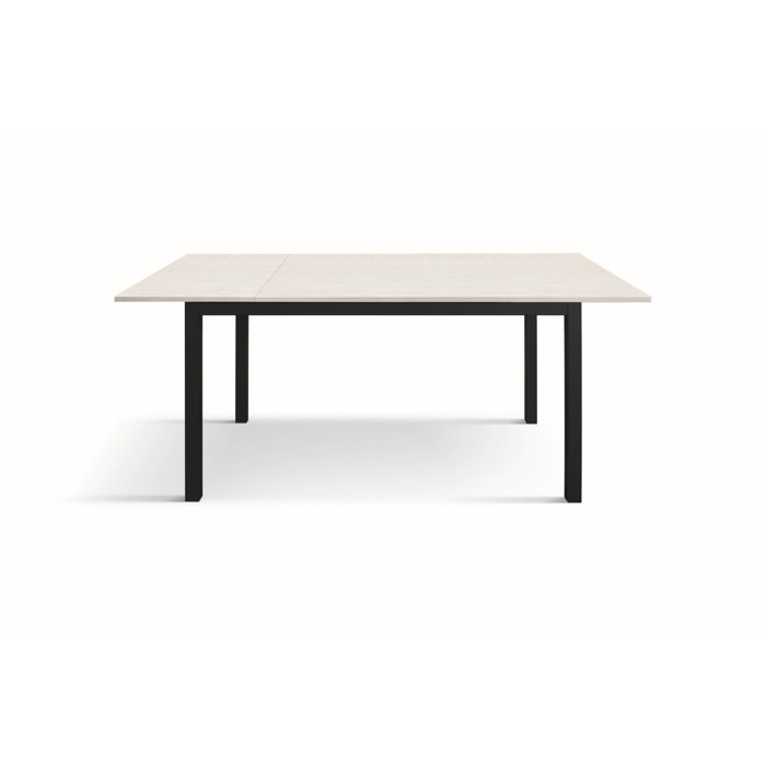 Tavolo TROPEA in legno, finitura bianco frassinato e base in metallo verniciato antracite, allungabile 140x80 cm - 190x80 cm