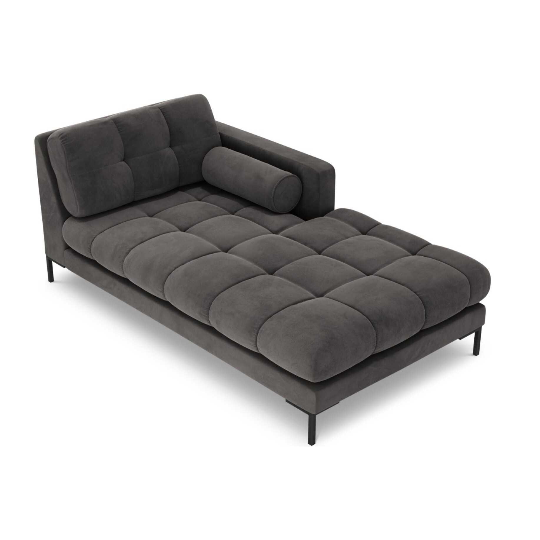 Méridienne droite "Bali" en velours gris foncé
