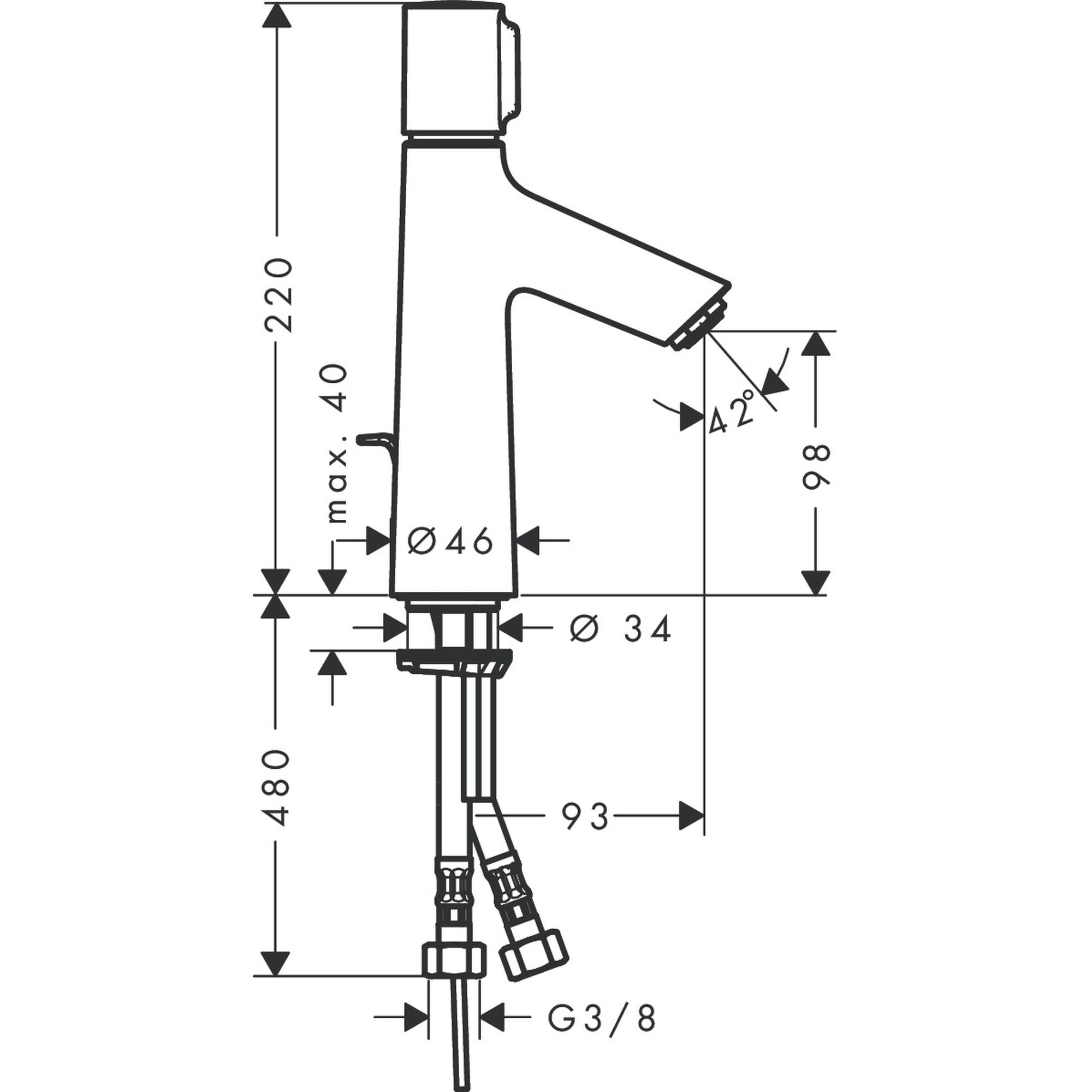 Mitigeur de lavabo 100 avec tirette et vidage chromé Talis Select S
