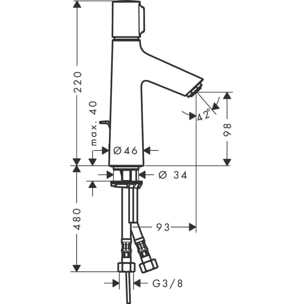 Mitigeur de lavabo 100 avec tirette et vidage chromé Talis Select S